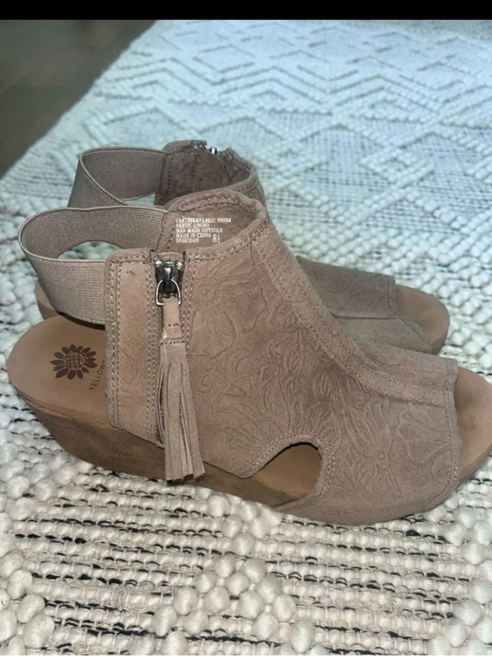 Yellow Box: Sheridan Women’s Sandals Ankle Strap Side Zip Wedges Size 8.5